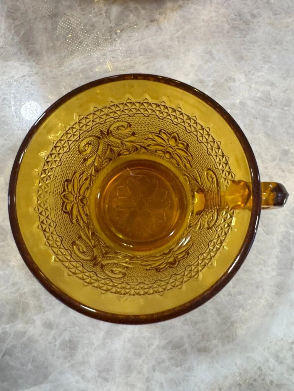 Indiana Glass Company Amber Punch Bowl With Glasses Tiara Sandwich Pattern